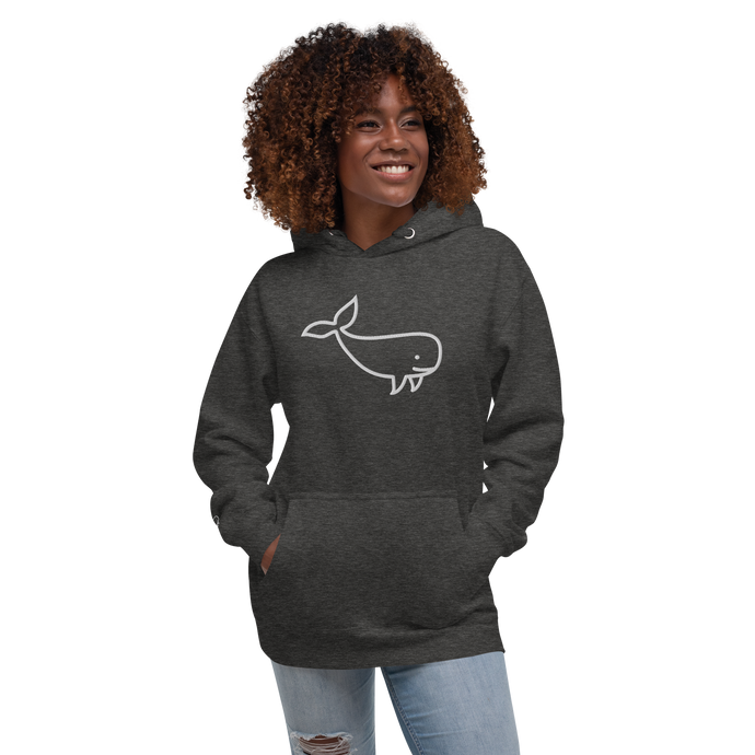 BIG WHALE HOODIE - WHITE STITCH - EMBROIDERED