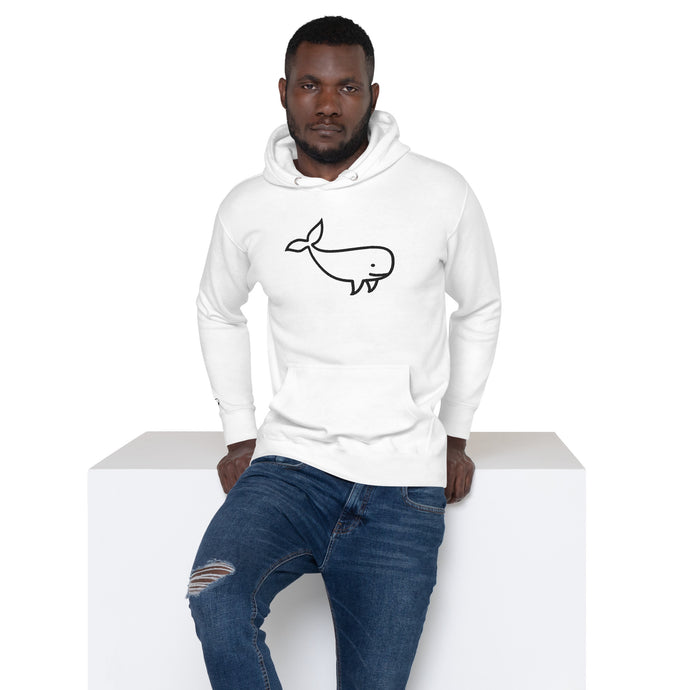 BIG WHALE HOODIE - BLACK STITCH - EMBROIDERED