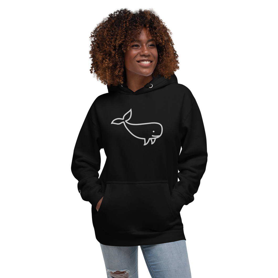 BIG WHALE HOODIE - WHITE STITCH - EMBROIDERED