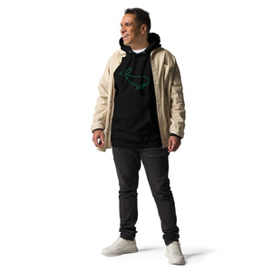 BIG WHALE HOODIE - GREEN STITCH - EMBROIDERED