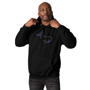 BIG WHALE HOODIE - PURPLE STITCH - EMBROIDERED