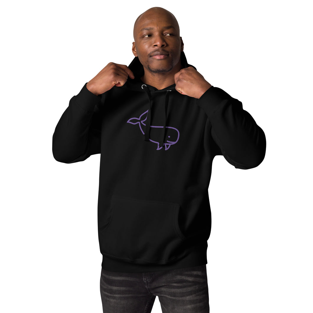 BIG WHALE HOODIE - PURPLE STITCH - EMBROIDERED