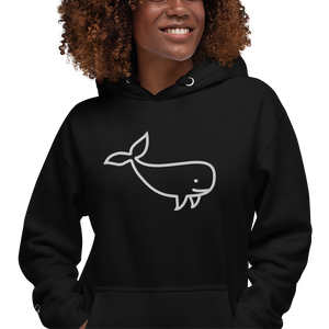 BIG WHALE HOODIE - WHITE STITCH - EMBROIDERED