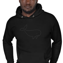 Load image into Gallery viewer, BIG WHALE HOODIE - BLACK STITCH - EMBROIDERED