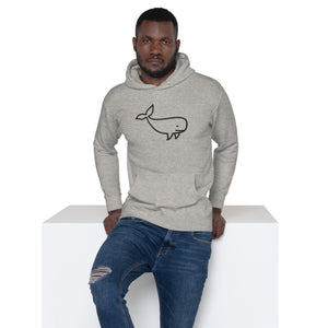 BIG WHALE HOODIE - BLACK STITCH - EMBROIDERED