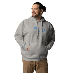 BIG WHALE HOODIE - BLUE STITCH - EMBROIDERED