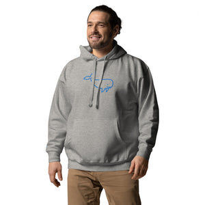 BIG WHALE HOODIE - BLUE STITCH - EMBROIDERED