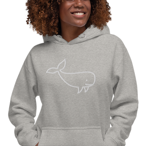 BIG WHALE HOODIE - WHITE STITCH - EMBROIDERED