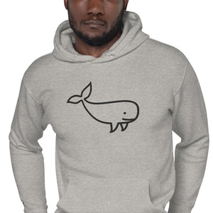 BIG WHALE HOODIE - BLACK STITCH - EMBROIDERED