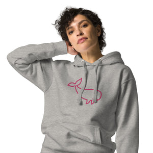 BIG WHALE HOODIE - PINK STITCH - EMBROIDERED