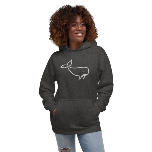 BIG WHALE HOODIE - WHITE STITCH - EMBROIDERED