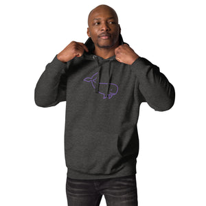 BIG WHALE HOODIE - PURPLE STITCH - EMBROIDERED