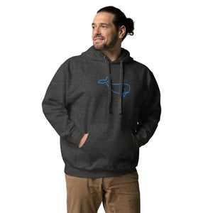 BIG WHALE HOODIE - BLUE STITCH - EMBROIDERED