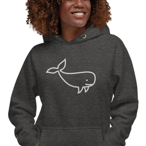 BIG WHALE HOODIE - WHITE STITCH - EMBROIDERED