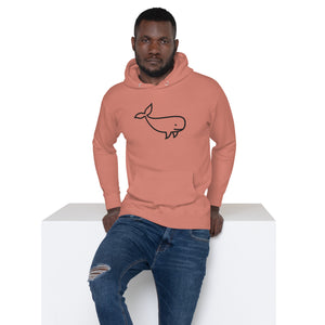 BIG WHALE HOODIE - BLACK STITCH - EMBROIDERED