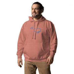 BIG WHALE HOODIE - BLUE STITCH - EMBROIDERED