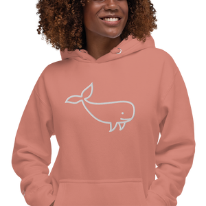 BIG WHALE HOODIE - WHITE STITCH - EMBROIDERED