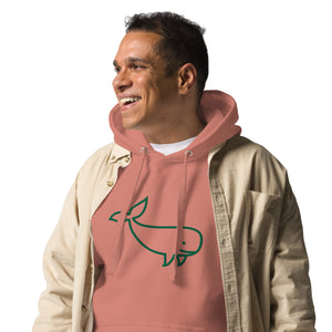 BIG WHALE HOODIE - GREEN STITCH - EMBROIDERED