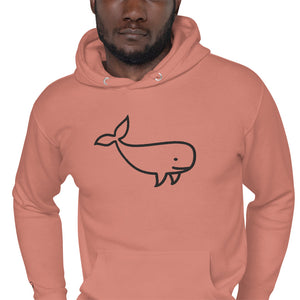 BIG WHALE HOODIE - BLACK STITCH - EMBROIDERED