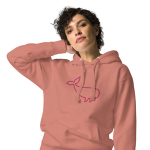 BIG WHALE HOODIE - PINK STITCH - EMBROIDERED