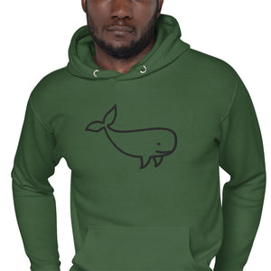 BIG WHALE HOODIE - BLACK STITCH - EMBROIDERED