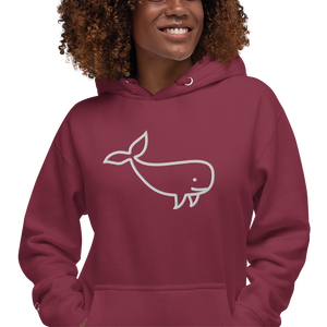 BIG WHALE HOODIE - WHITE STITCH - EMBROIDERED