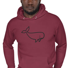 Load image into Gallery viewer, BIG WHALE HOODIE - BLACK STITCH - EMBROIDERED