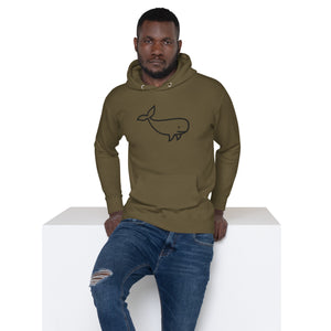 BIG WHALE HOODIE - BLACK STITCH - EMBROIDERED