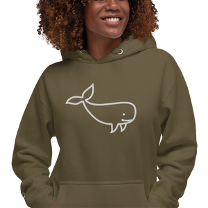 BIG WHALE HOODIE - WHITE STITCH - EMBROIDERED