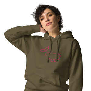 BIG WHALE HOODIE - PINK STITCH - EMBROIDERED