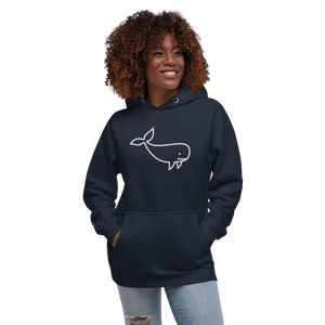 BIG WHALE HOODIE - WHITE STITCH - EMBROIDERED