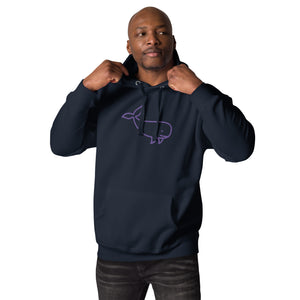 BIG WHALE HOODIE - PURPLE STITCH - EMBROIDERED