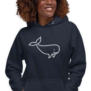 BIG WHALE HOODIE - WHITE STITCH - EMBROIDERED