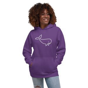 BIG WHALE HOODIE - WHITE STITCH - EMBROIDERED