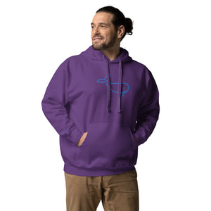 BIG WHALE HOODIE - BLUE STITCH - EMBROIDERED