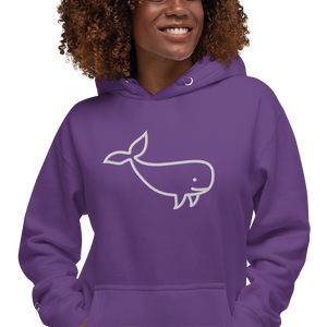 BIG WHALE HOODIE - WHITE STITCH - EMBROIDERED