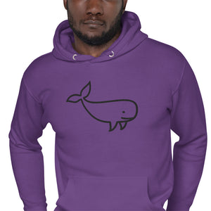 BIG WHALE HOODIE - BLACK STITCH - EMBROIDERED