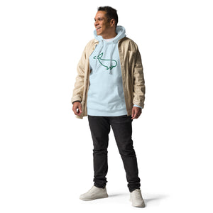 BIG WHALE HOODIE - GREEN STITCH - EMBROIDERED