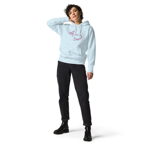 BIG WHALE HOODIE - PINK STITCH - EMBROIDERED