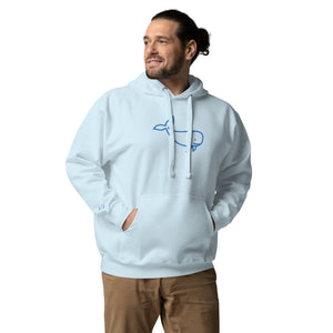 BIG WHALE HOODIE - BLUE STITCH - EMBROIDERED