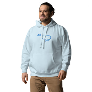 BIG WHALE HOODIE - BLUE STITCH - EMBROIDERED