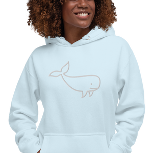 BIG WHALE HOODIE - WHITE STITCH - EMBROIDERED