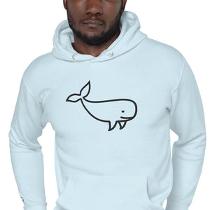 BIG WHALE HOODIE - BLACK STITCH - EMBROIDERED