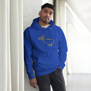 BIG WHALE HOODIE - YELLOW STITCH - EMBROIDERED