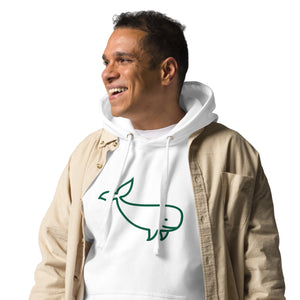 BIG WHALE HOODIE - GREEN STITCH - EMBROIDERED