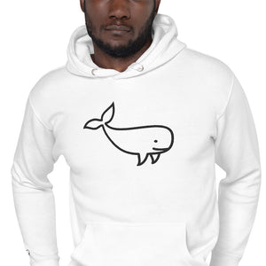 BIG WHALE HOODIE - BLACK STITCH - EMBROIDERED