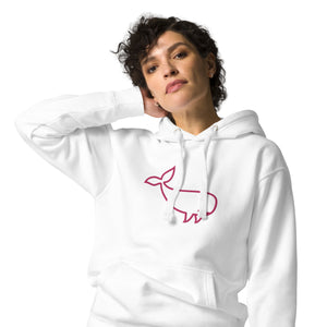 BIG WHALE HOODIE - PINK STITCH - EMBROIDERED