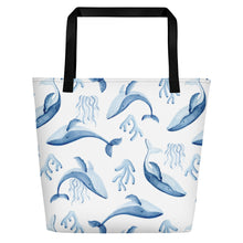 Load image into Gallery viewer, whale whale whale tote w/ pocket