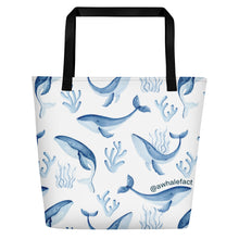 Load image into Gallery viewer, whale whale whale tote w/ pocket